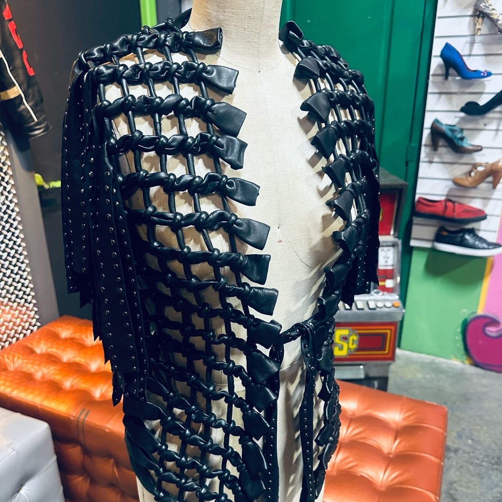 Black Studded & Knotted Leather Jacket